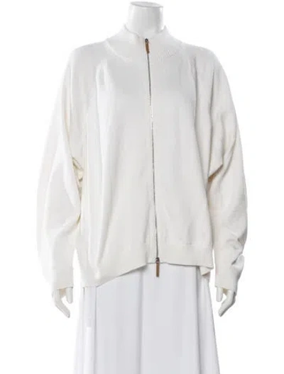 Pre-owned Lafayette 148 Open Front Sweater In White