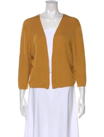 Pre-owned Lafayette 148 Open Front Sweater In Yellow