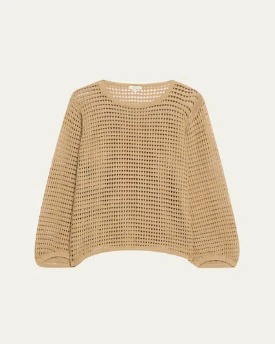 LAFAYETTE 148 OPEN-STITCH COTTON ROPE YARN SWEATER