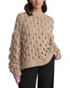 Lafayette 148 New York Open Stitch Crewneck Sweater In Brown