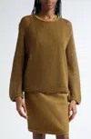 Lafayette 148 Open Stitch Sweater In Green Yucca In Yellow
