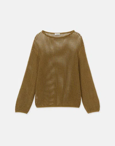 Lafayette 148 Organic Cotton Block Mesh Stitch Jumper In Green Yucca