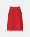Lafayette 148 Organic Cotton Dobby A Line Midi Skirt In Red