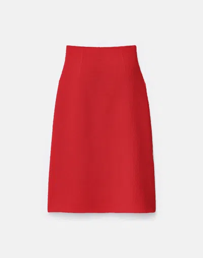 Lafayette 148 Organic Cotton Dobby A Line Midi Skirt In Red