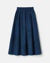 Lafayette 148 Organic Cotton Eyelet A Line Midi Skirt In Lido Blue