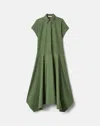 Lafayette 148 Organic Cotton Midi Drop Waist Shirt Dress