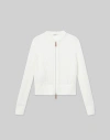 Lafayette 148 Organic Cotton Open Knit Zip Cardigan In White