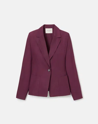 Lafayette 148 Organic Cotton Pintuck Peplum Pocket Jacket In Violet Ash