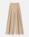 Lafayette 148 Organic Cotton Pleated Wide Leg Pant In Clay