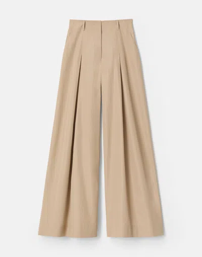 Lafayette 148 Organic Cotton Pleated Wide Leg Pant In Clay