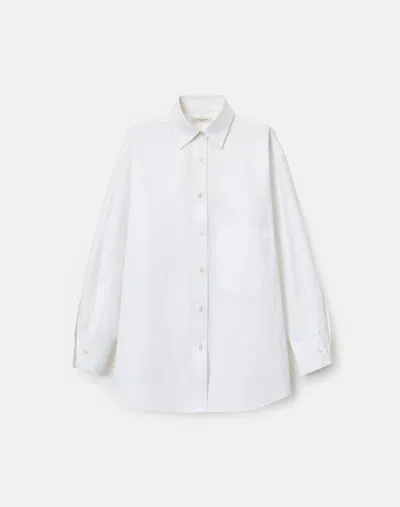 Lafayette 148 Organic Cotton Poplin Collared Oversized Shirt In White
