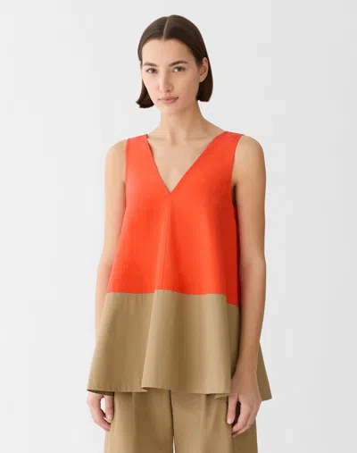Lafayette 148 Organic Cotton Poplin Color Block Swing Tank In Multi