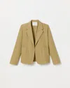 Lafayette 148 Organic Cotton Poplin Cropped Boyfriend Blazer In Loden Green