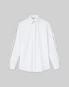 LAFAYETTE 148 ORGANIC COTTON POPLIN FRINGE TIE SHIRT