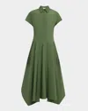 Lafayette 148 Organic Cotton Poplin Midi Shirtdress In Green