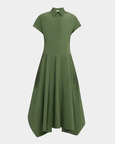 Lafayette 148 Organic Cotton Poplin Midi Shirtdress In Green