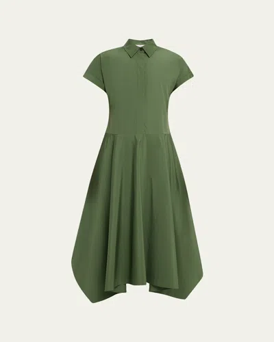 Lafayette 148 Organic Cotton Poplin Midi Shirtdress In Green