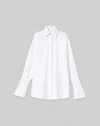 Lafayette 148 Organic Cotton Poplin Oversized Portrait Shirt In White