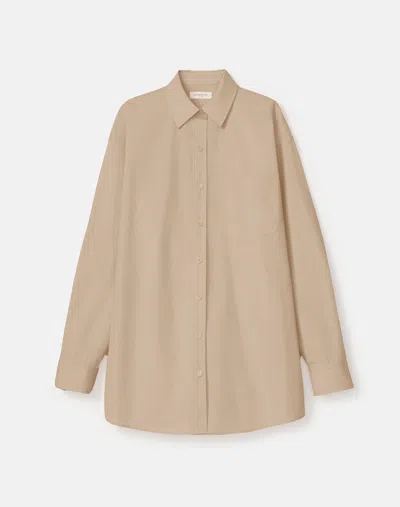 Lafayette 148 Organic Cotton Poplin Oversized Shirt In Clay
