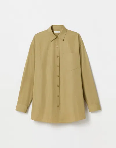 Lafayette 148 Organic Cotton Poplin Oversized Shirt In Loden Green