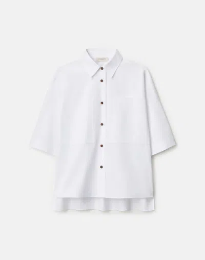 Lafayette 148 Organic Cotton Poplin Patch Pocket Shirt In White