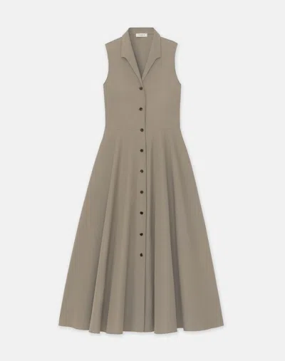 Lafayette 148 Organic Cotton Poplin Sleeveless Shirtdress In Grey