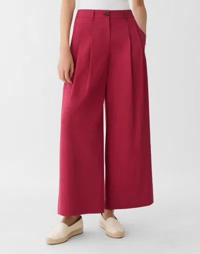 Lafayette 148 Organic Cotton Poplin Wide Leg Ankle Pant In Pink