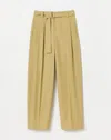 Lafayette 148 Organic Cotton Poplin Wyatt Belted Barrel Leg Pant In Loden Green