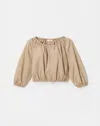 Lafayette 148 Organic Cotton Zip Front Cropped Short Jacket In Clay