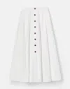 Lafayette 148 Organic Linen Button Front Midi Skirt In White
