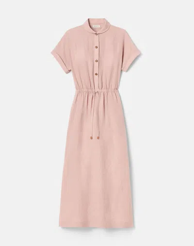 Lafayette 148 Organic Linen Claudine Collar Drawstring Dress In Pastel Pink