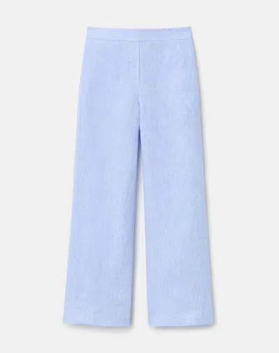 Lafayette 148 Organic Linen Columbus Cropped Pant In Blue