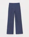 Lafayette 148 Organic Linen Columbus Cropped Pant In Blue