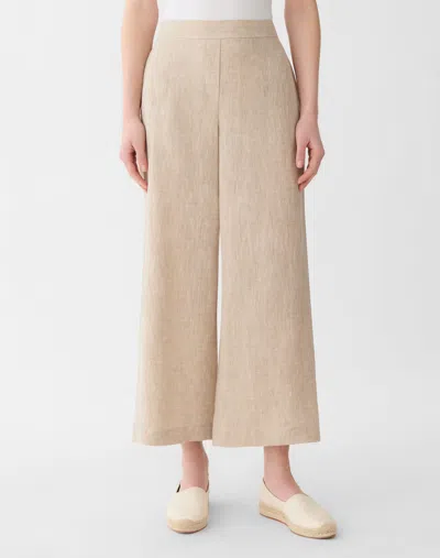 Lafayette 148 Organic Linen Columbus Cropped Pant In Transparent