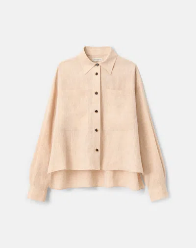 Lafayette 148 Organic Linen Cropped Boyfriend Shirt In Neutral