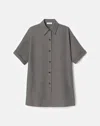 Lafayette 148 Organic Linen Drop Shoulder Oversized Shirt In Carbon Melange