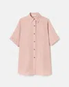 Lafayette 148 Organic Linen Drop Shoulder Oversized Shirt In Pastel Pink Melange