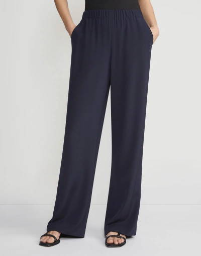 Lafayette 148 Organic Silk Crepe De Chine Perry Trouser In Blue