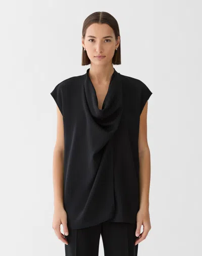 Lafayette 148 Organic Silk Georgette Convertible Blouse In Black