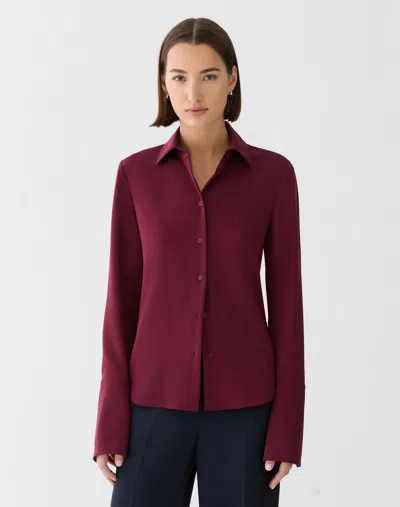 Lafayette 148 Organic Silk Georgette French Cuff Blouse In Purple
