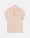 Lafayette 148 Organic Silk Georgette Notch Collar Blouse In Bluff Pink
