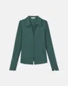 Lafayette 148 Organic Silk Georgette Puff Sleeve Blouse In Deep Malachite