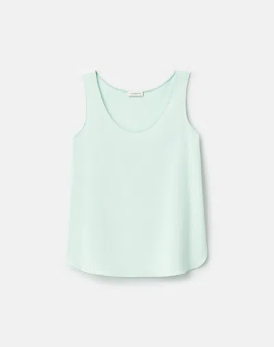 Lafayette 148 Organic Silk Sleeveless Tank Blouse In Blue