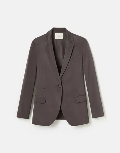 Lafayette 148 Organic Silk Stretch Georgette Neapolitan Jacket In Carbon