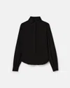 Lafayette 148 Organic Silk Stretch Georgette Pleated Back Blouse In Black