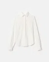 Lafayette 148 Organic Silk Stretch Georgette Pleated Back Blouse In White