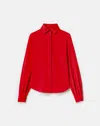 Lafayette 148 Organic Silk Stretch Georgette Pleated Blouse In Red