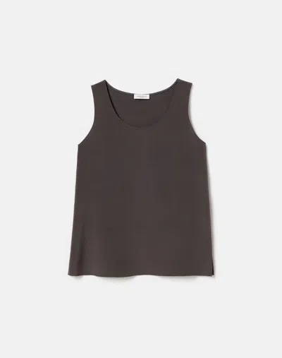 Lafayette 148 Organic Silk Stretch Georgette Sleeveless Blouse In Carbon