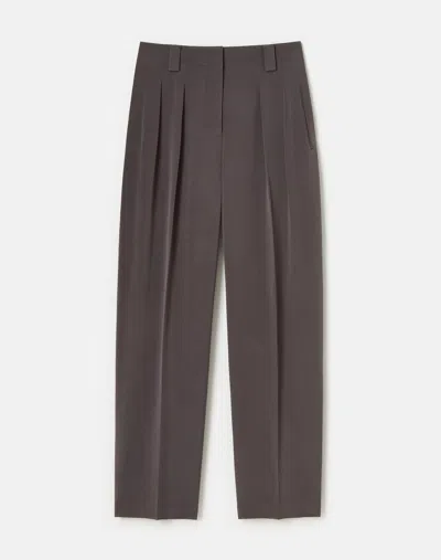 Lafayette 148 Organic Silk Stretch Georgette Wyatt Barrel Leg Pant In Carbon