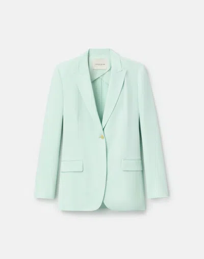 Lafayette 148 Organic Silk Stretch Single Button Blazer In Green